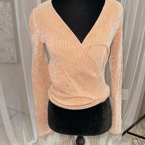 Caution To The Wind Orange Striped Wrap Blouse